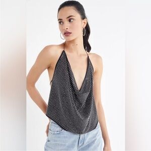 NWT For love and lemons after dark tie back rhinestone halter top